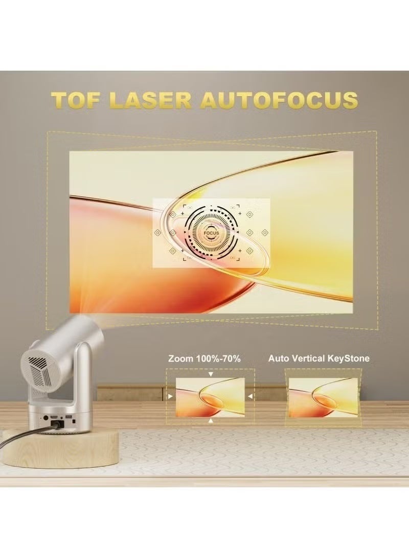 Smartbarry HT25 Smart Mini Projector – Auto-Focus 4K, Android 12, Portable Home Theater, 5G WiFi & Bluetooth, HDMI & USB for Movies, Gaming & Outdoor Entertainment - Image 3